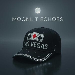 Trendy Black Baseball Cap with Rhinestone Poker   Las Vegas Black Rhinestone Cap